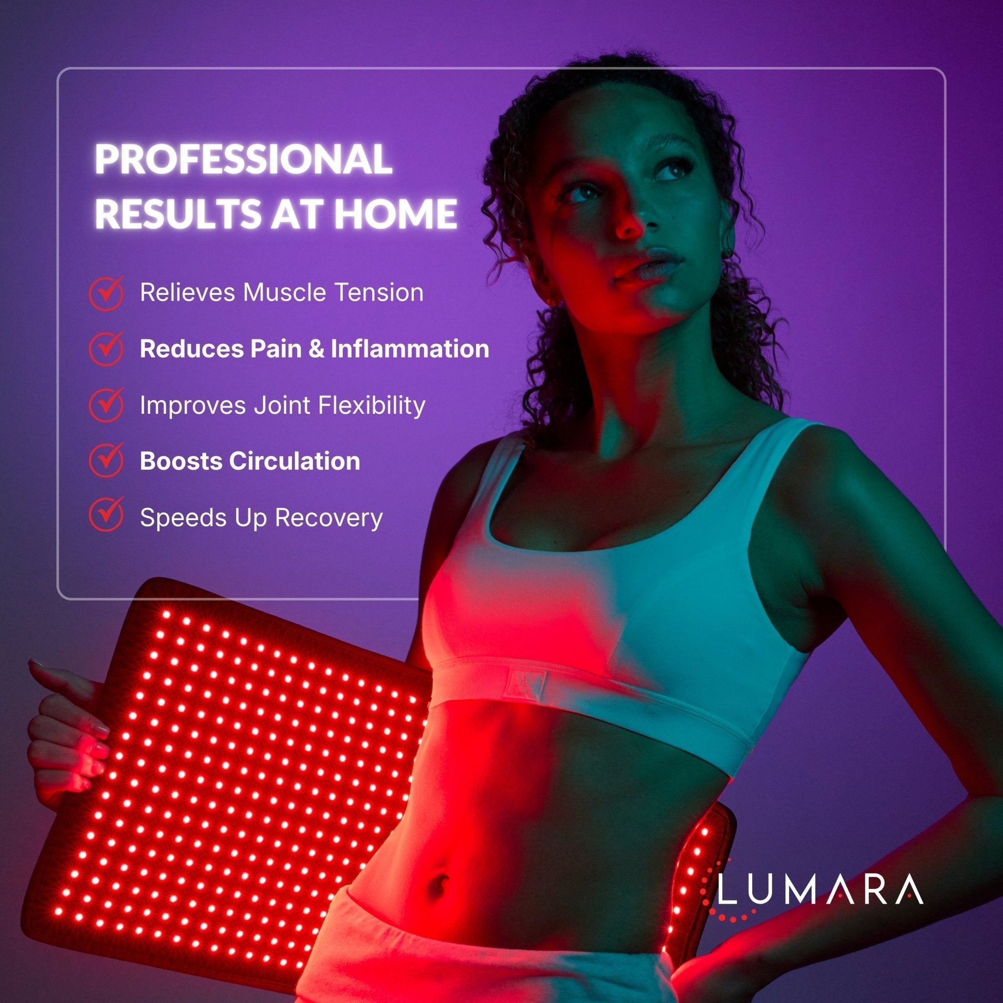 Lumara Pad | 3-Wavelength Red Light Therapy Pad | 635nm, 830nm & 940nm