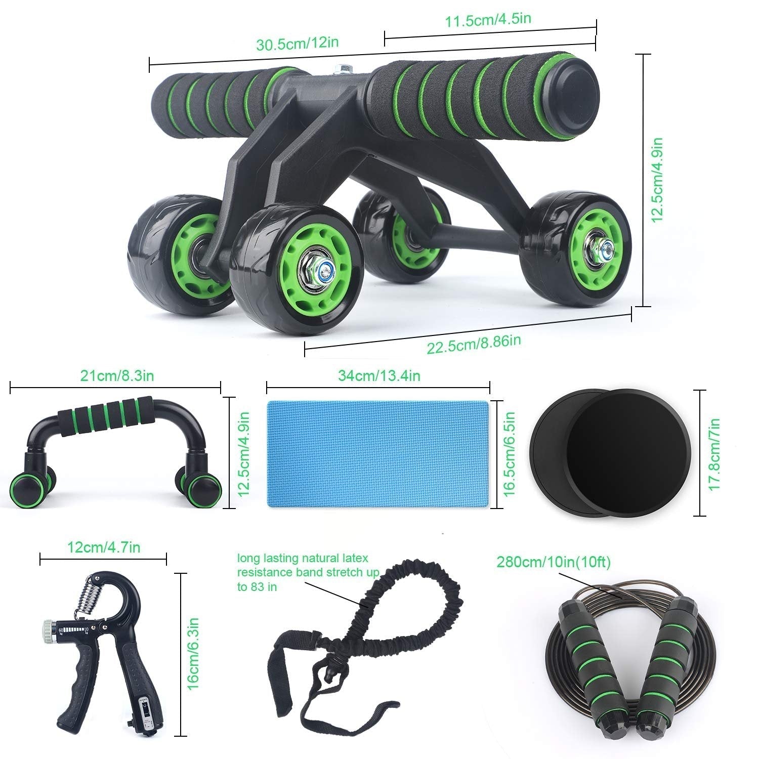 Krave Fitness 10-in-1 Home Workout Kit – Ab Roller, Resistance Bands & More