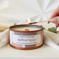 Saffron Spice Luxury Candle | 8oz Non-Toxic Soy Candle with Wooden Wick | Clean Burn